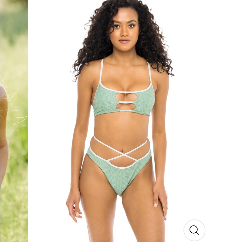 JMP THE LABEL SEDONA STRAPPY BIKINI BOTTOM - ALOE GREEN